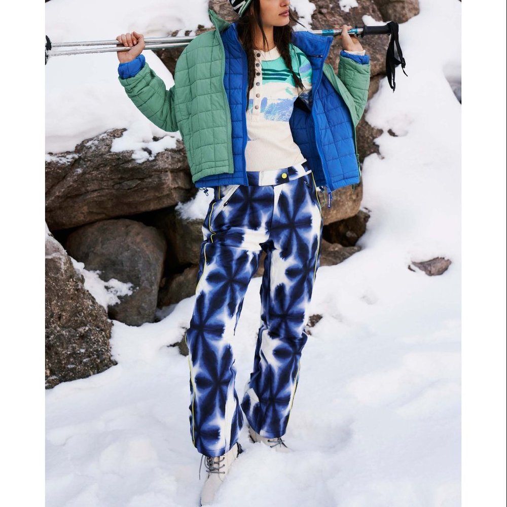 NWT FP Movement Bunny Slope Printed Ski Pants / Blue Print